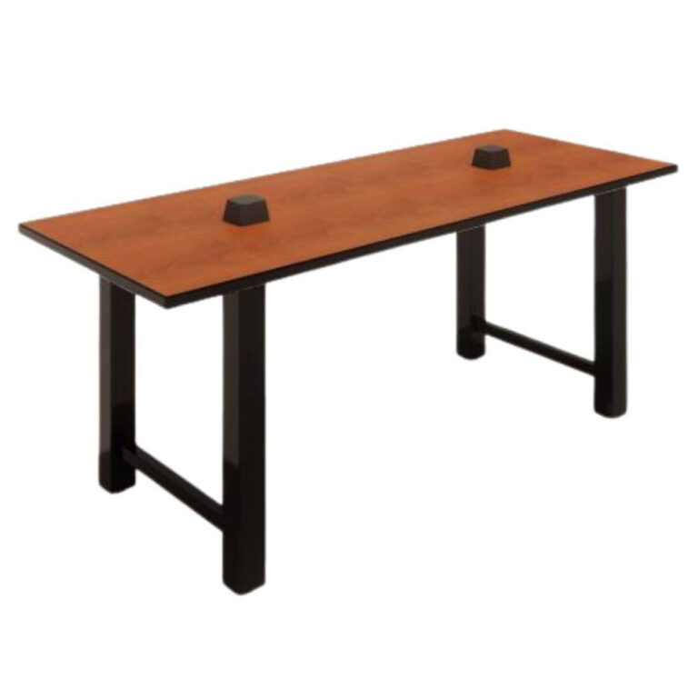 30x72" Hero communal table with Thin Profile Dur-A-Edge and black frame, power