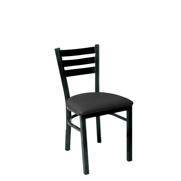 black ladderback steel chair for restaurants cafeterias plymold