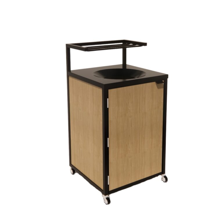 Square Tube Metal Trash Receptacle Black Top