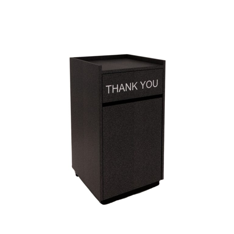 Economy Waste Receptacle with Swing Door in Graphite Nebula Laminate - Quick Ship