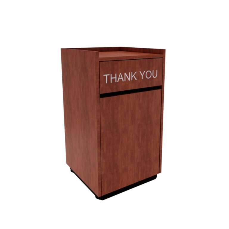 Economy Waste Receptacle with Swing Door in Wild Cherry Laminate - Quick Ship