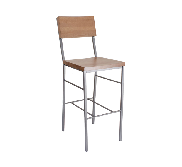 Bar stool metal frame wooden seat