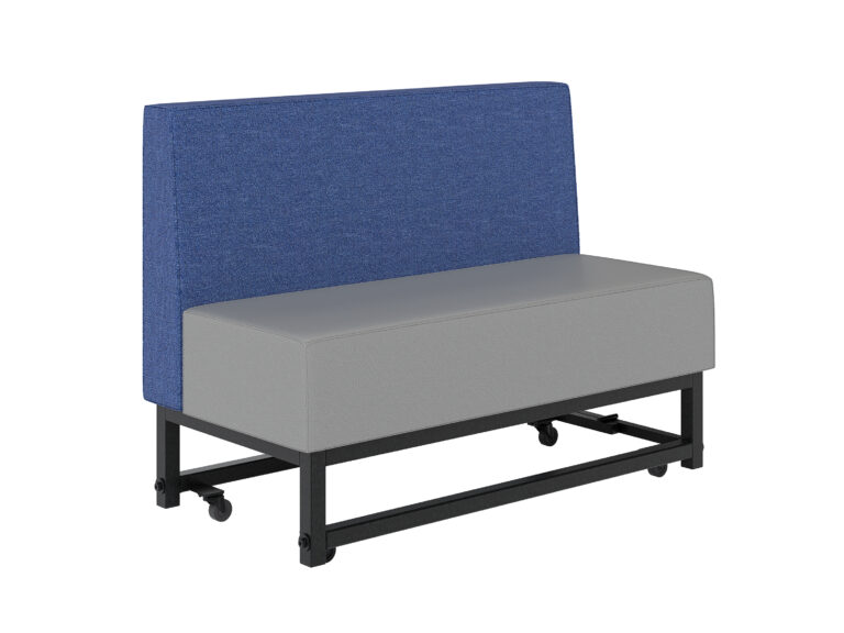 Rolling upholstered steel frame booth