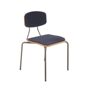 round tube chair with stained and upholstered seat and back - front angle